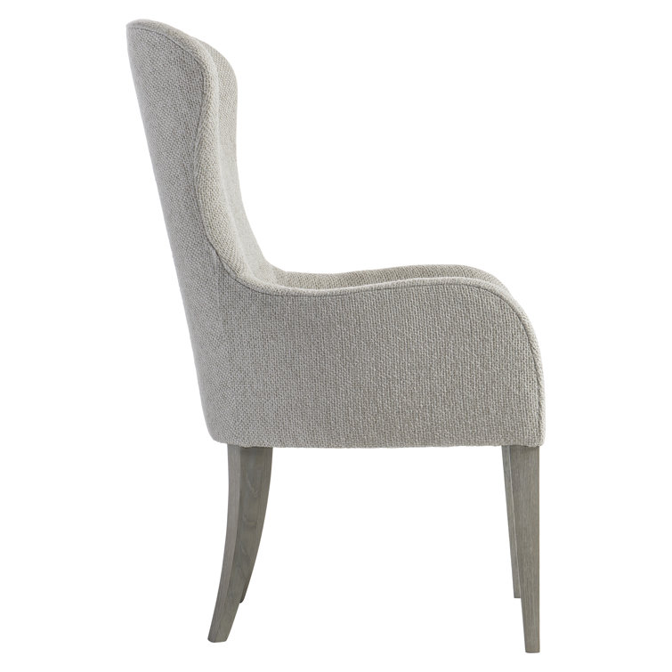 Gray Upholstered Wingback Dining Chair with Wood Legs