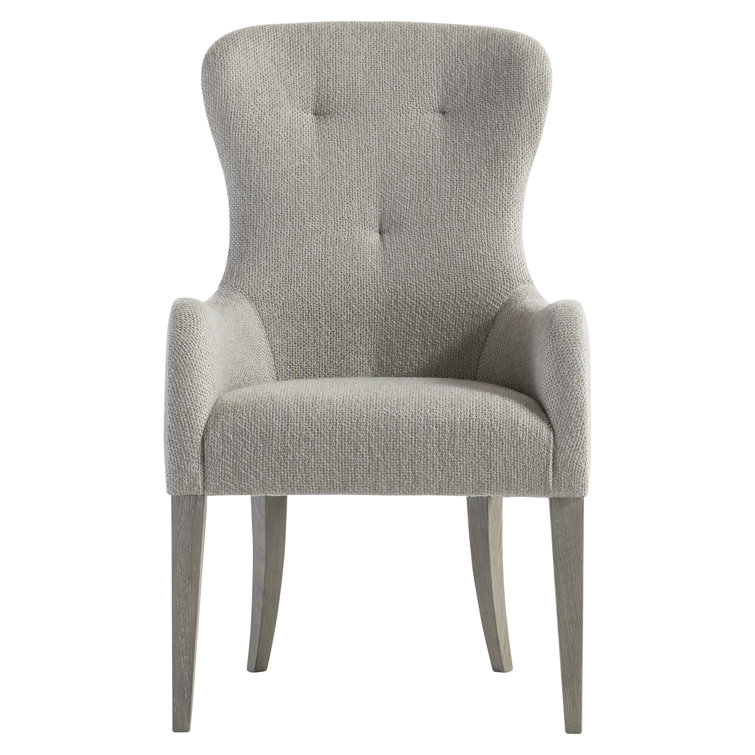 Gray Upholstered Wingback Dining Chair with Wood Legs