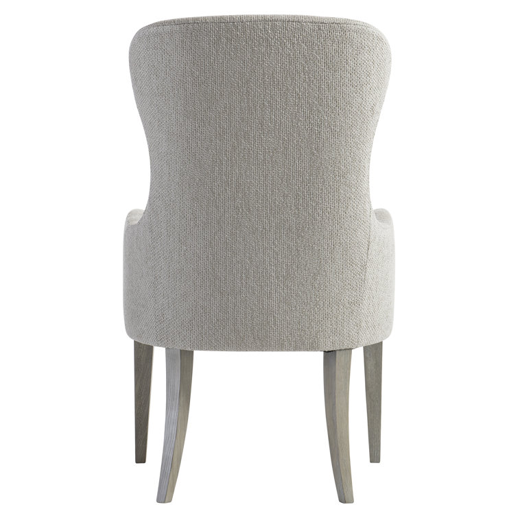 Gray Upholstered Wingback Dining Chair with Wood Legs