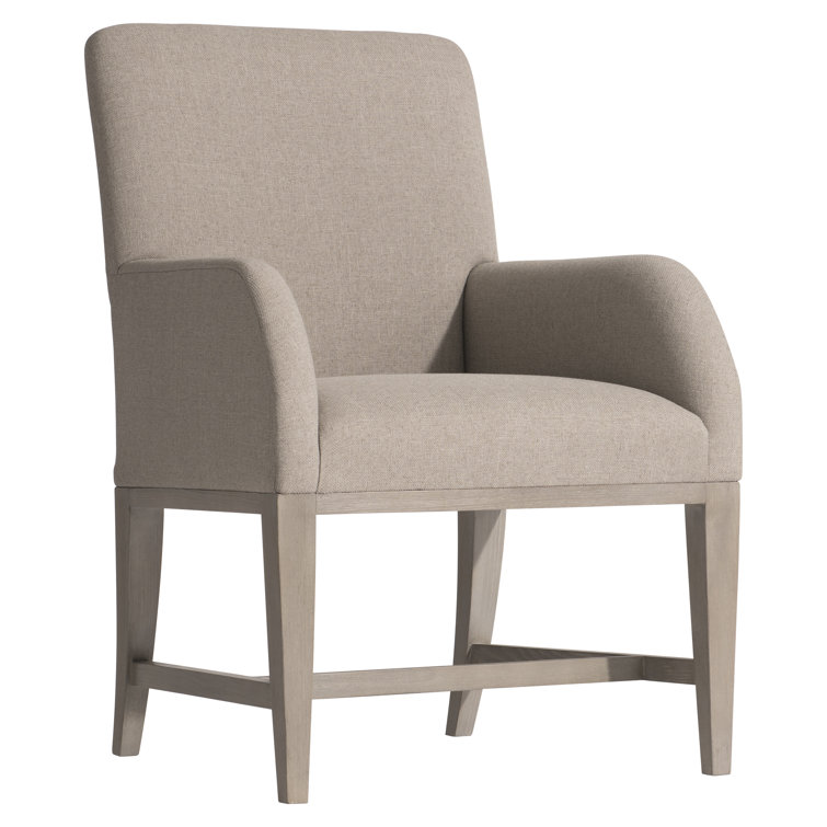 Beige Upholstered Stationary Dining Chair with Wood Legs