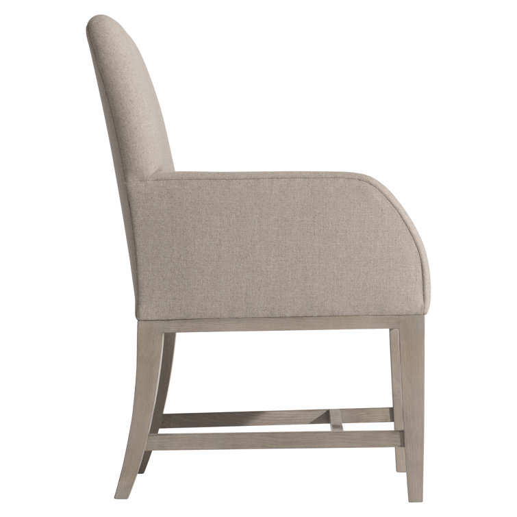 Beige Upholstered Stationary Dining Chair with Wood Legs
