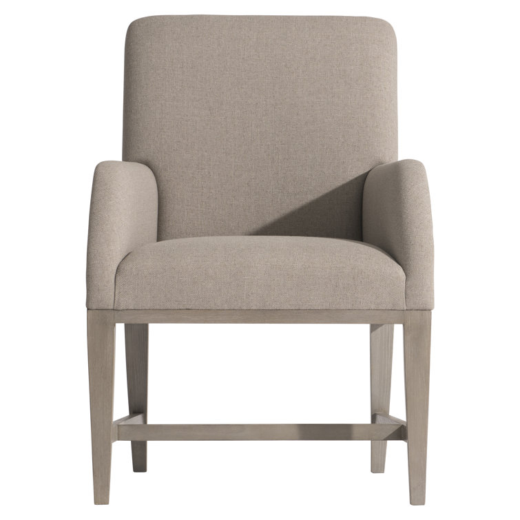 Beige Upholstered Stationary Dining Chair with Wood Legs