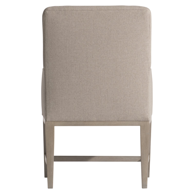 Beige Upholstered Stationary Dining Chair with Wood Legs