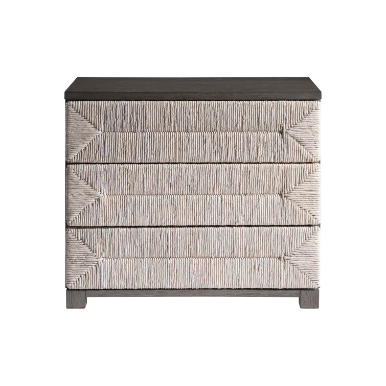 Palma Beige and Gray Woven Abaca 3-Drawer Nightstand