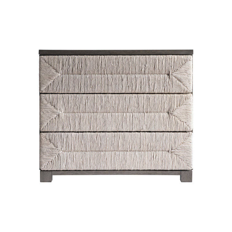 Palma Beige and Gray Woven Abaca 3-Drawer Nightstand