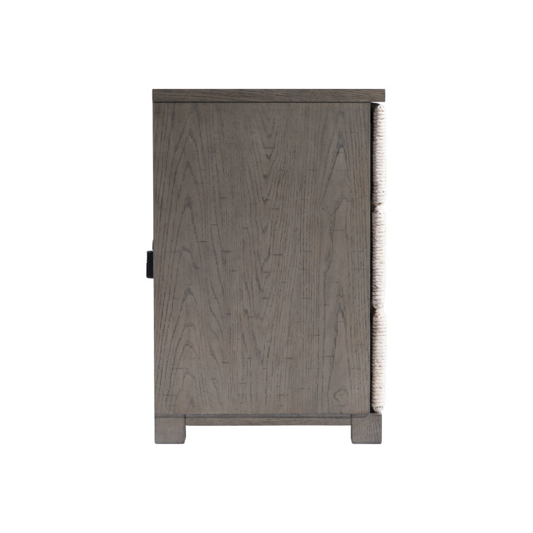Palma Beige and Gray Woven Abaca 3-Drawer Nightstand