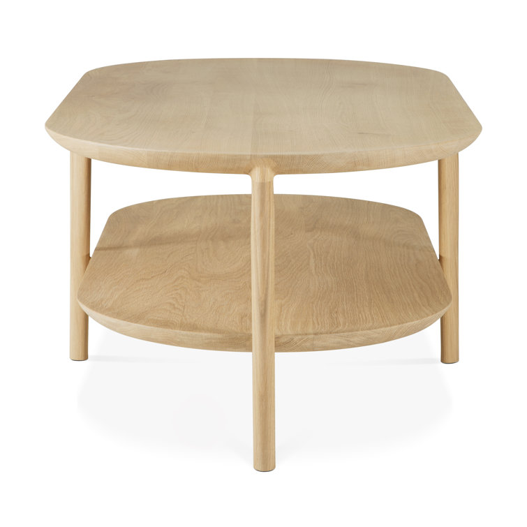 Natural Oak Oval Coffee Table with Lower Shelf