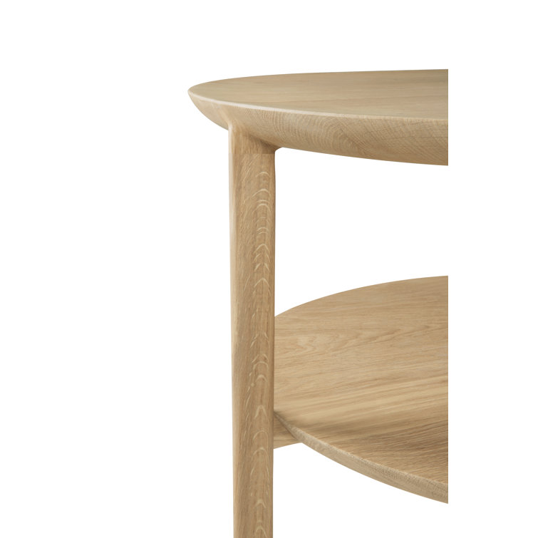 Natural Oak Oval Coffee Table with Lower Shelf