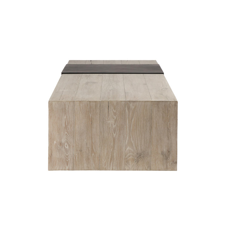 Antique White and Black Wood Metal Coffee Table with Storage