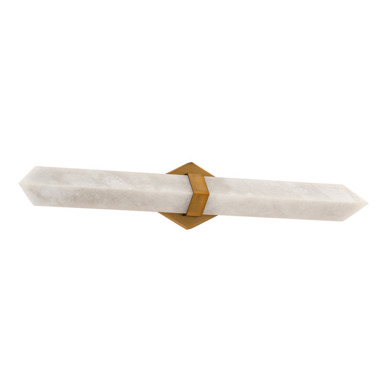 Aged Brass Dimmable LED Bath Bar with Alabaster Shade