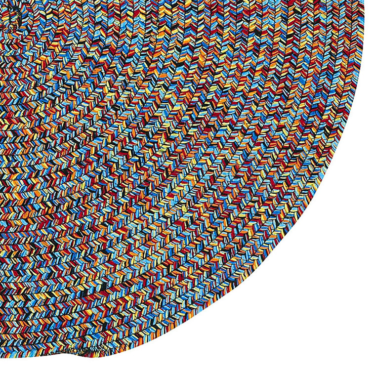 Multicolor Round Braided Synthetic Indoor/Outdoor Rug