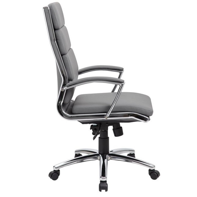 High-Back Executive Swivel Chair with Chrome Base in Gray