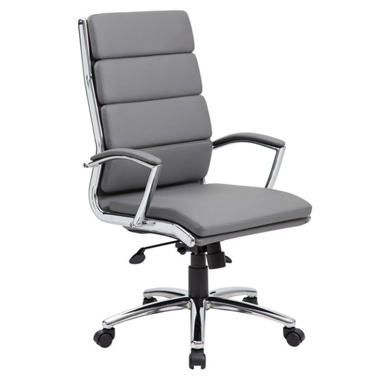 High-Back Executive Swivel Chair with Chrome Base in Gray
