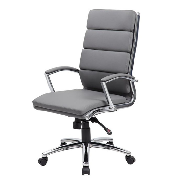 High-Back Executive Swivel Chair with Chrome Base in Gray