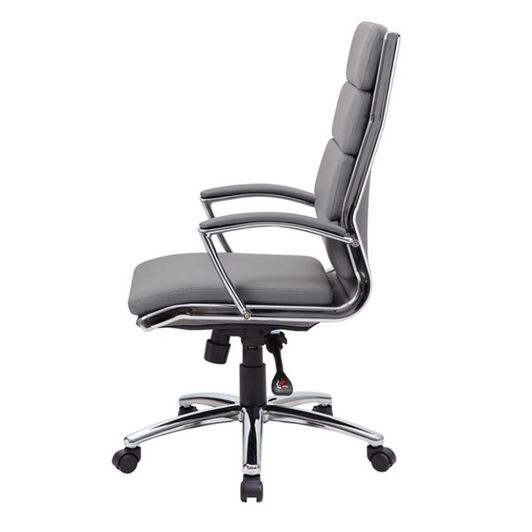 High-Back Executive Swivel Chair with Chrome Base in Gray