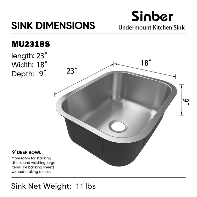 23'' Stainless Steel Drop-in Single Bowl Kitchen Sink