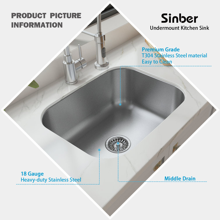23'' Stainless Steel Drop-in Single Bowl Kitchen Sink