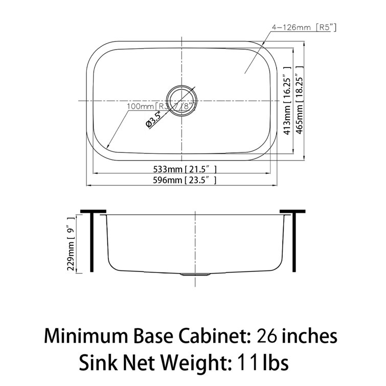 23'' Stainless Steel Drop-in Single Bowl Kitchen Sink