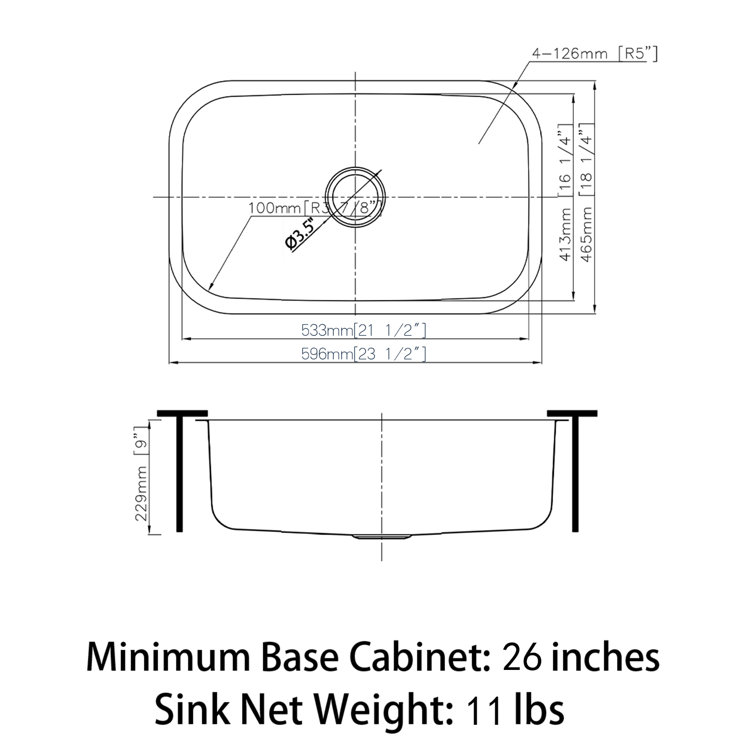 23'' Stainless Steel Drop-in Single Bowl Kitchen Sink