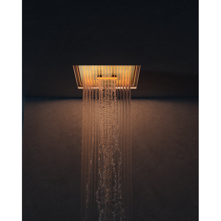 Brushed Gold Stainless Steel Multi-Head Shower System with Bluetooth Speaker
