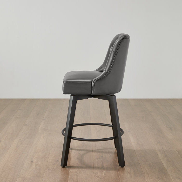 Stone Gray Faux Leather Swivel Counter Stools, Set of 2