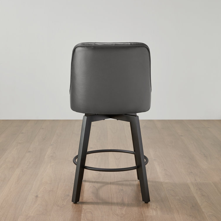 Stone Gray Faux Leather Swivel Counter Stools, Set of 2