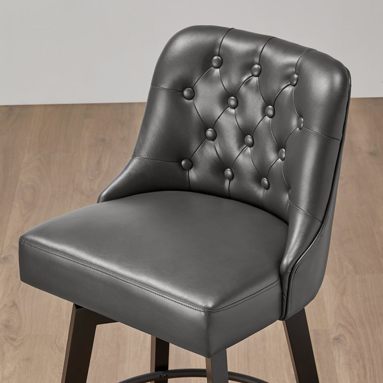 Stone Gray Faux Leather Swivel Counter Stools, Set of 2