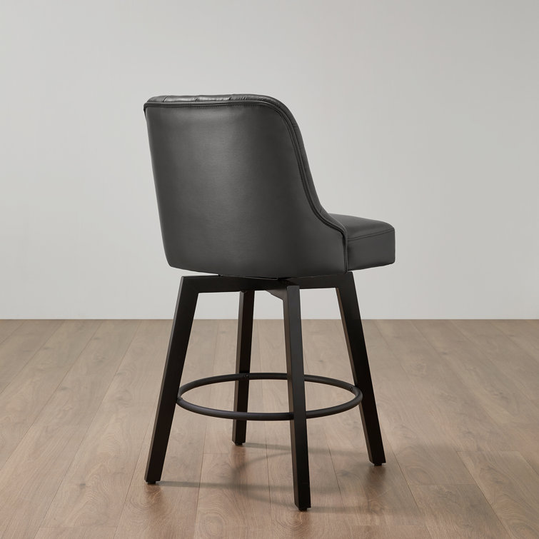 Stone Gray Faux Leather Swivel Counter Stools, Set of 2
