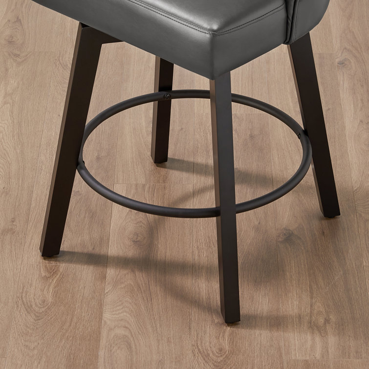 Stone Gray Faux Leather Swivel Counter Stools, Set of 2