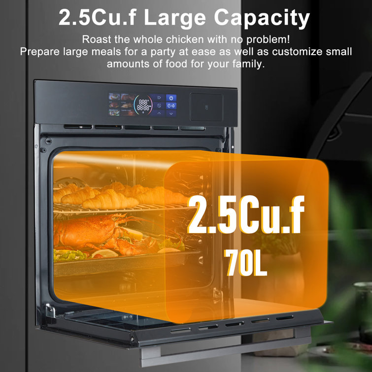 24" Black Electric Convection Wall Oven with LED Display