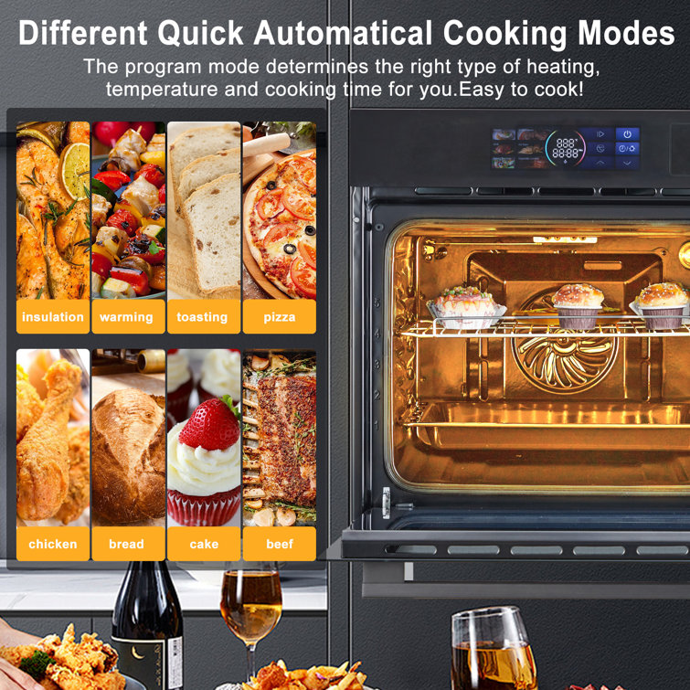 24" Black Electric Convection Wall Oven with LED Display