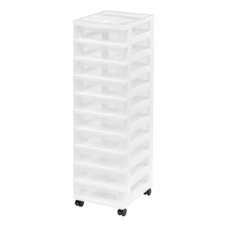 White Clear 10-Drawer Plastic Rolling Storage Cart