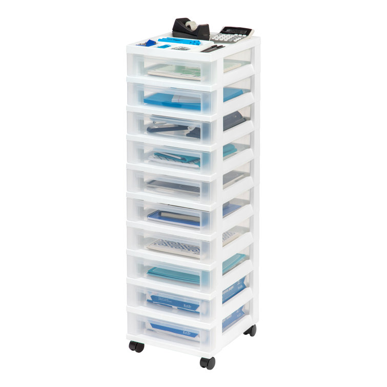 White Clear 10-Drawer Plastic Rolling Storage Cart