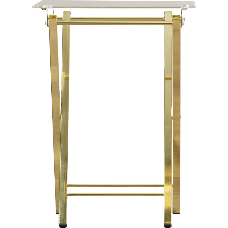 Gold and Clear Glass Folding Tray Table Set