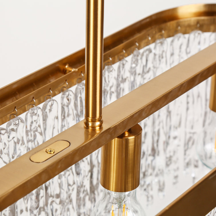 Gold and Clear Glass 5-Light Kitchen Island Chandelier