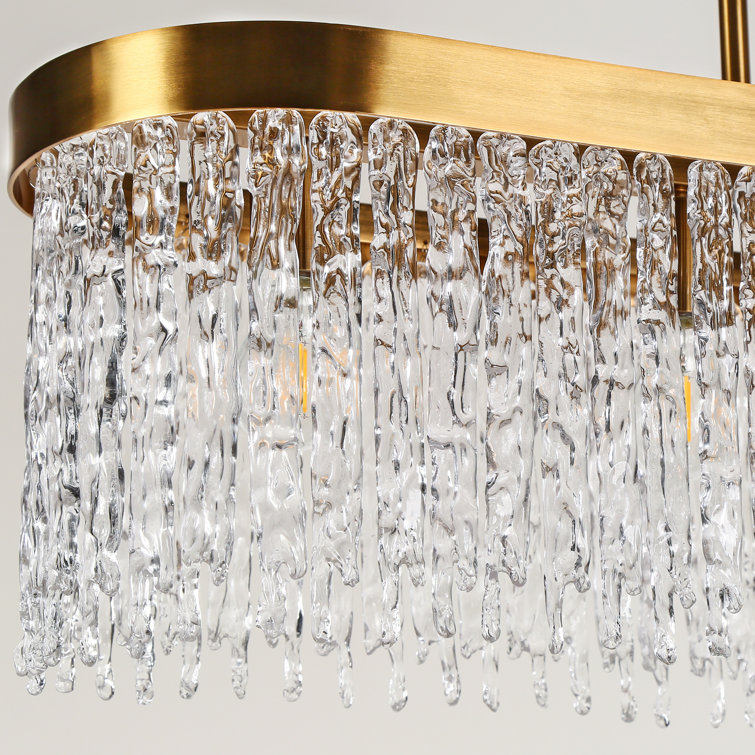 Gold and Clear Glass 5-Light Kitchen Island Chandelier