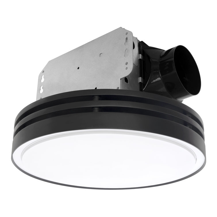 Matte Black Round Bathroom Exhaust Fan with Dimmable LED Light
