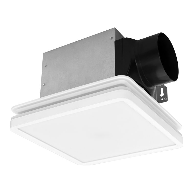 White Square 80 CFM Bathroom Exhaust Fan with LED Light