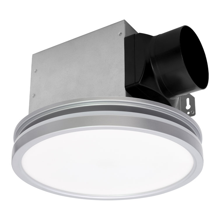 Silver Round Bathroom Exhaust Fan with LED Light and Nightlight