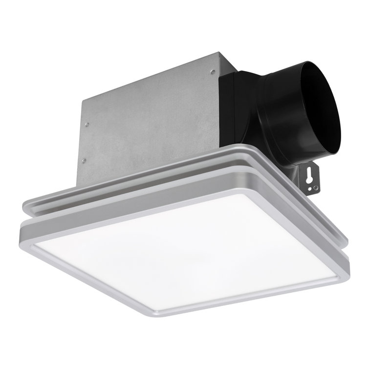 Silver Square Bathroom Exhaust Fan with Dimmable LED Light