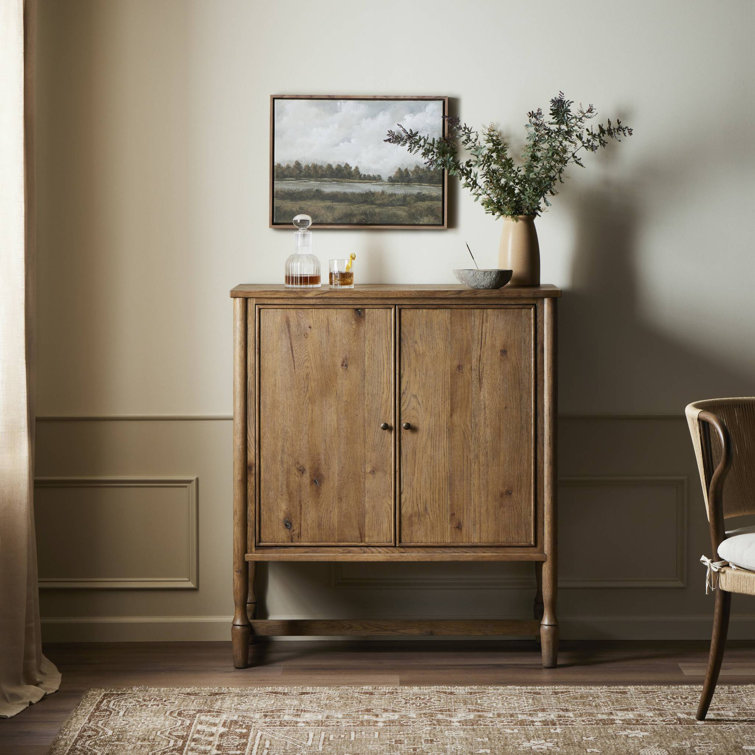 Weathered Oak 48" Bar Cabinet with Reversible Shelves