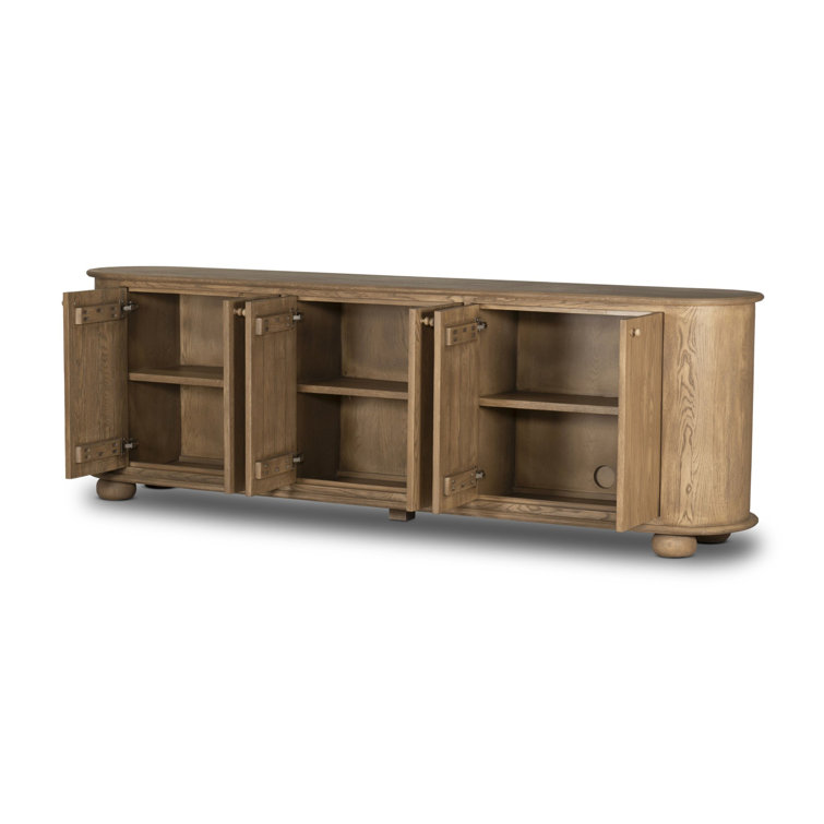 Light Wash Oak 98'' Modern Sideboard with Rounded Edges