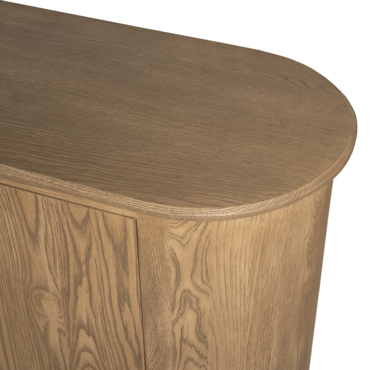 Light Wash Oak 98'' Modern Sideboard with Rounded Edges