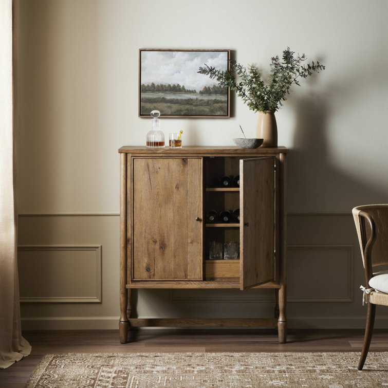 Weathered Oak 48" Bar Cabinet with Reversible Shelves