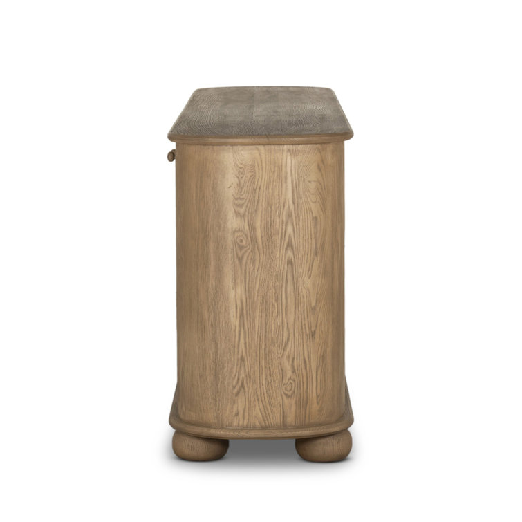 Light Wash Oak 98'' Modern Sideboard with Rounded Edges