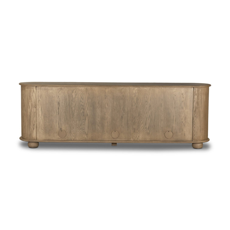 Light Wash Oak 98'' Modern Sideboard with Rounded Edges