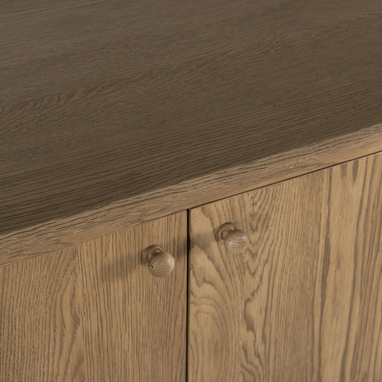 Light Wash Oak 98'' Modern Sideboard with Rounded Edges