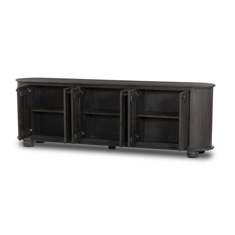 Makai 98'' Black Oak Sideboard with Rounded Edges