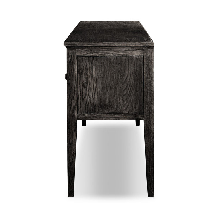 Distressed Black Oak Sideboard with Reeded Details