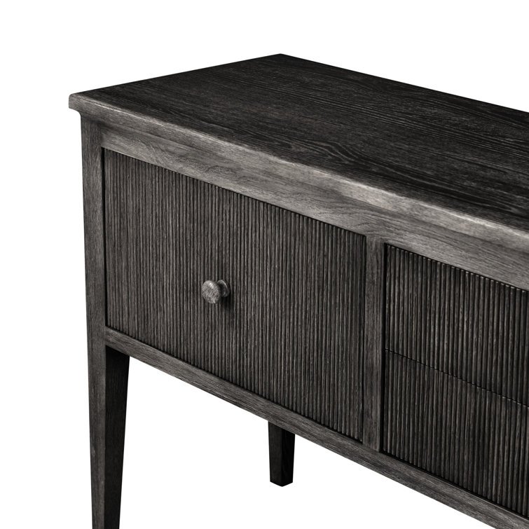 Distressed Black Oak Sideboard with Reeded Details